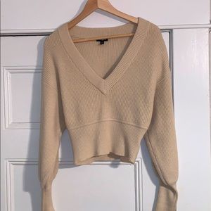 Express V-neck Dolman Sleeve Cream Sweater